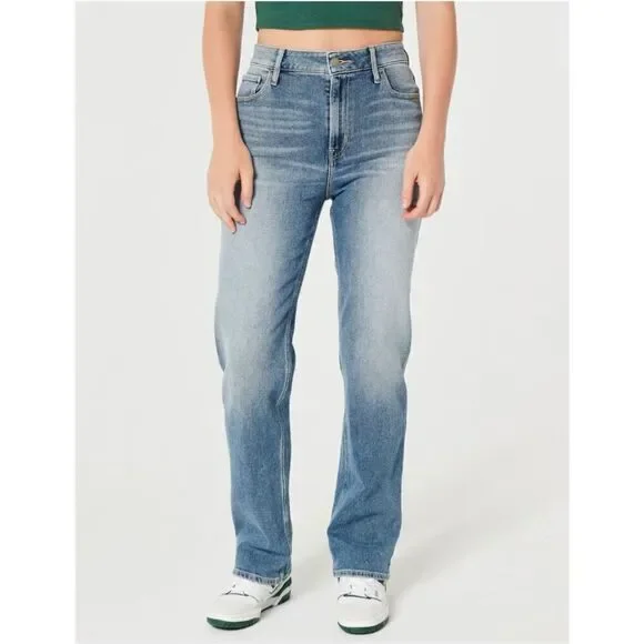 Womens Hollister Ultra High-Rise Light Wash Dad Jeans - Sz 3 - Picture 2 of 7